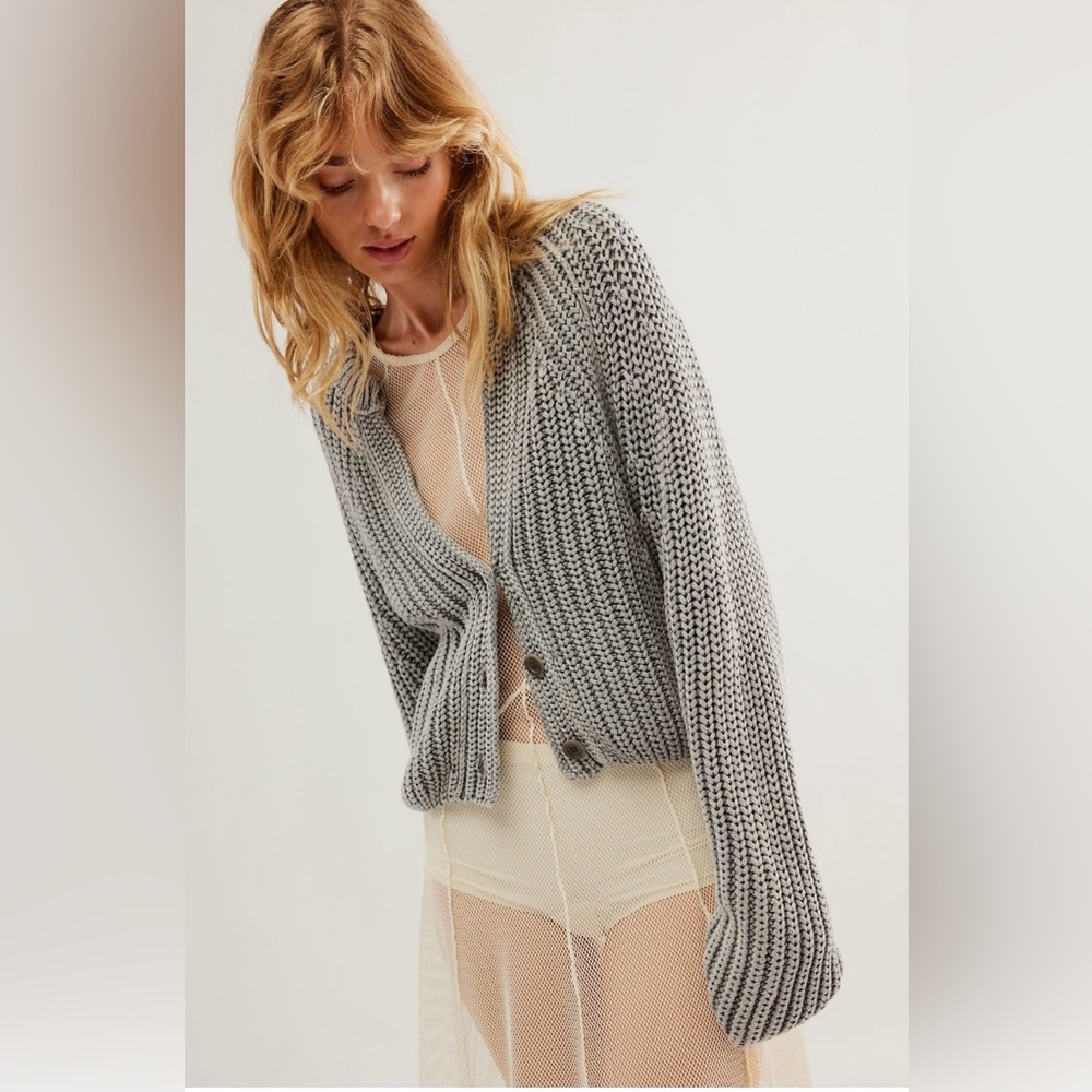 Free People Sweet Nothing Cardi Sz:Large Tungsten